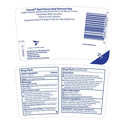 Clearasil Rapid Rescue - Deep Treatment Pads 6/90 ct.