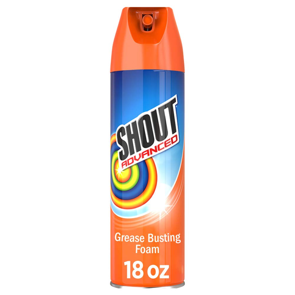 Shout Advanced Fettlöse-Schaum, Fleckenentferner für Wäsche, Öl- und Fettfleckenentferner für Kleidung; Wirkt bei Motoröl, Fahrradfett, Speiseöl und mehr! 532ml Dose