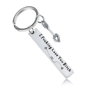 Teniinet Best Friend Keychain for Women, Stainless Steel Key Chain Engrave I Fking Love You Bith Birthday Christmas Friendship Gift for Bestie Best Friends Female Bff