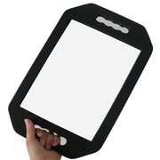 Feisate Barber Mirror Handheld Foam, Salon Large Foam Hand Mirror with Double Handle, Square Barbershop Handheld Mirror, Black