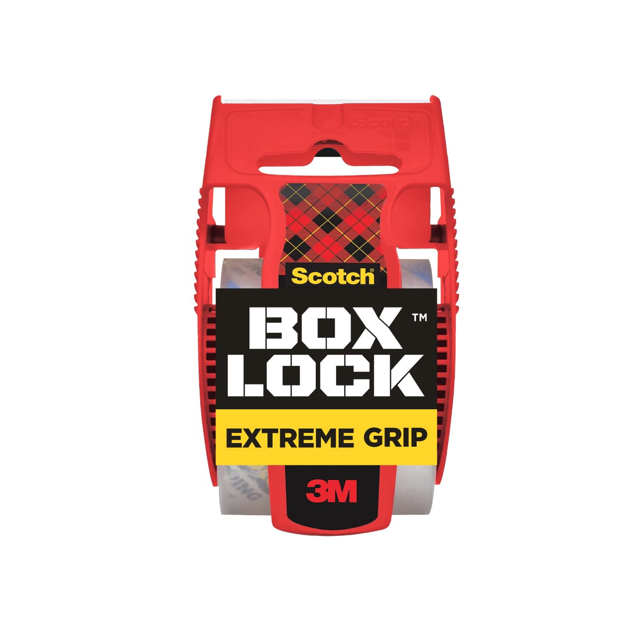 Scotch Box Lock Paketband, 1 Rolle mit Abroller, 48 mm x 25,4 m, Extrem starker Halt, Haftet sofort auf jeder Verpackung (195L)