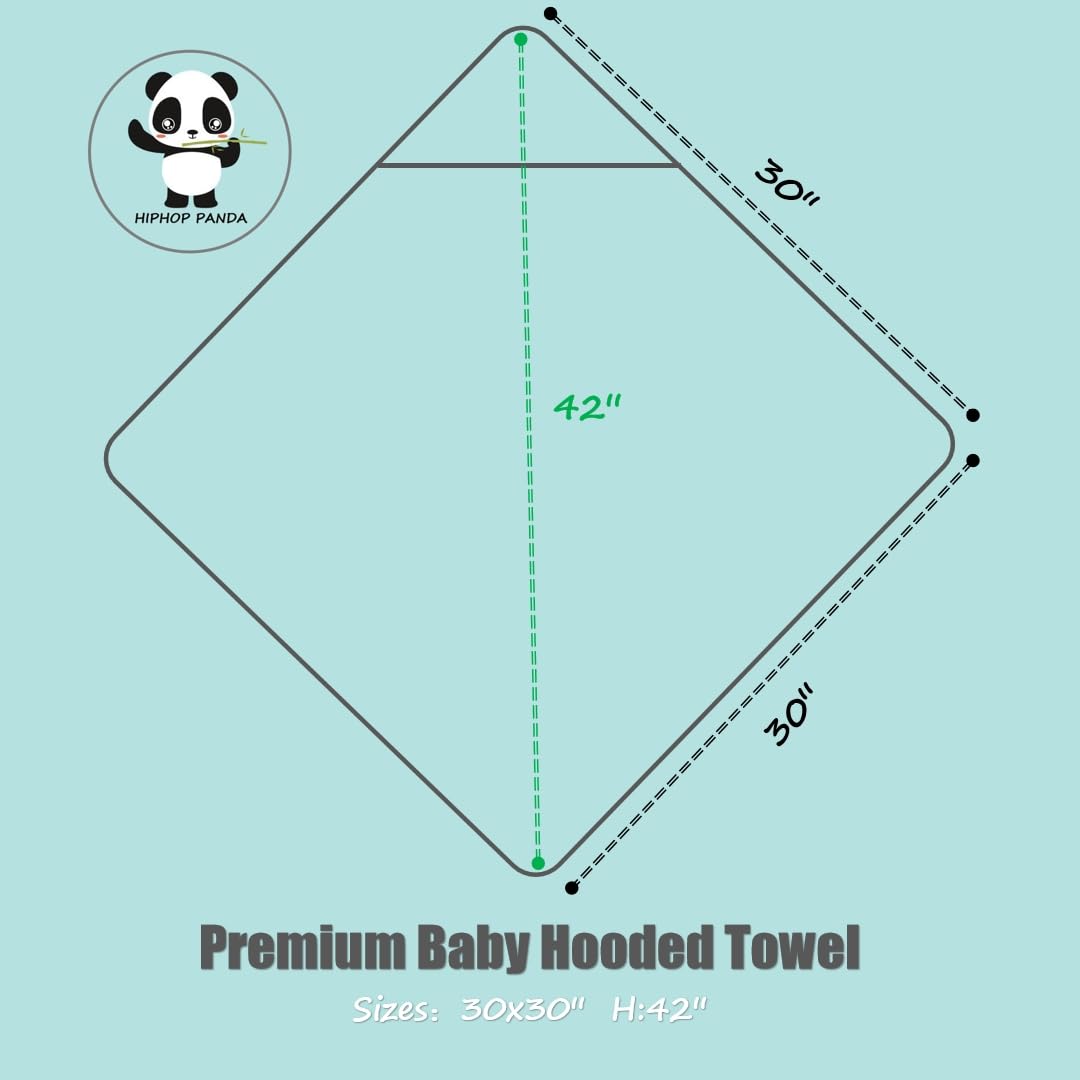 HIPHOP PANDA Hooded Towel - Rayon Made from Bamboo, Bath Towel with Bear Ears for Newborn, Babie, Toddler, Infant - Absorbent Large Baby Towel - Bear, 30 x 30 Inch