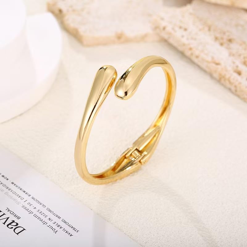 MTINEAPS Gold Bangle Bracelets for Women Teens Trendy Chunky Adjustable Twist Cuff Bracelet Jewelry Gifts (Gold)