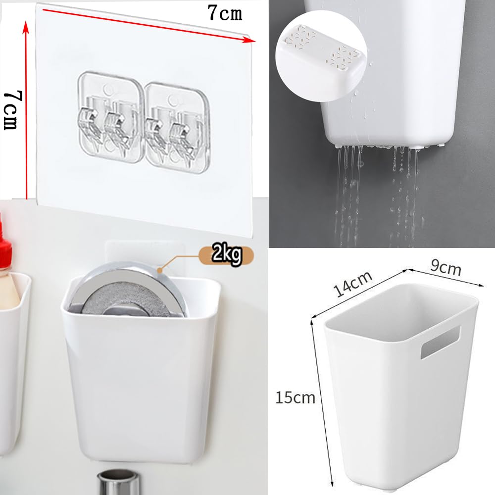 Nmgkokew 4 Piece Kitchen Cabinet Door Storage Box,Self Adhesive Wall Mounted Storage Box,Wardrobe/Bathroom/Refrigerator Small Items Organizer