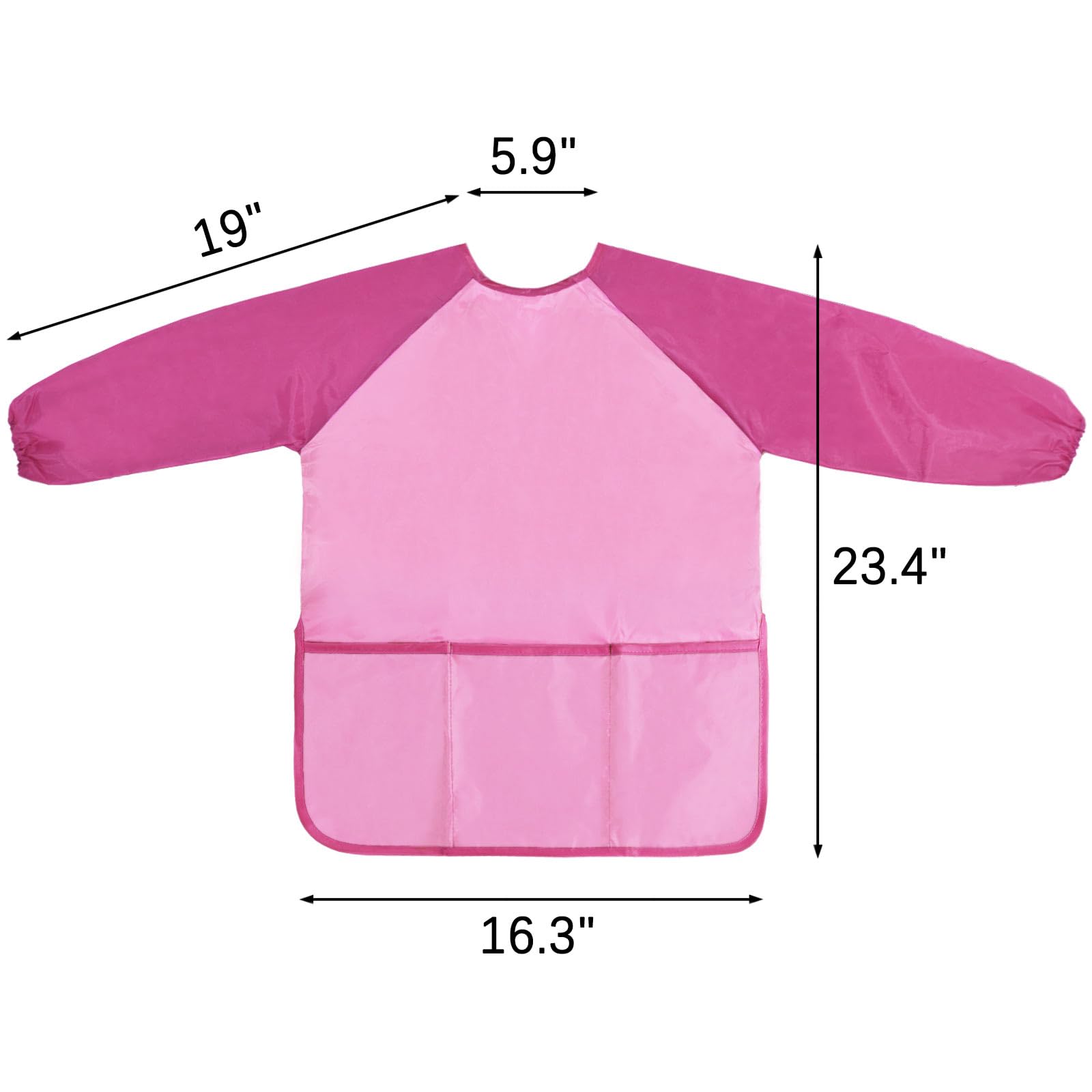 Kids Art Smock, Kids Painting Apron, Waterproof Children Artist Smock with Long Sleeve with 3 Pockets for Toddlers Age 2-6 (Pink)