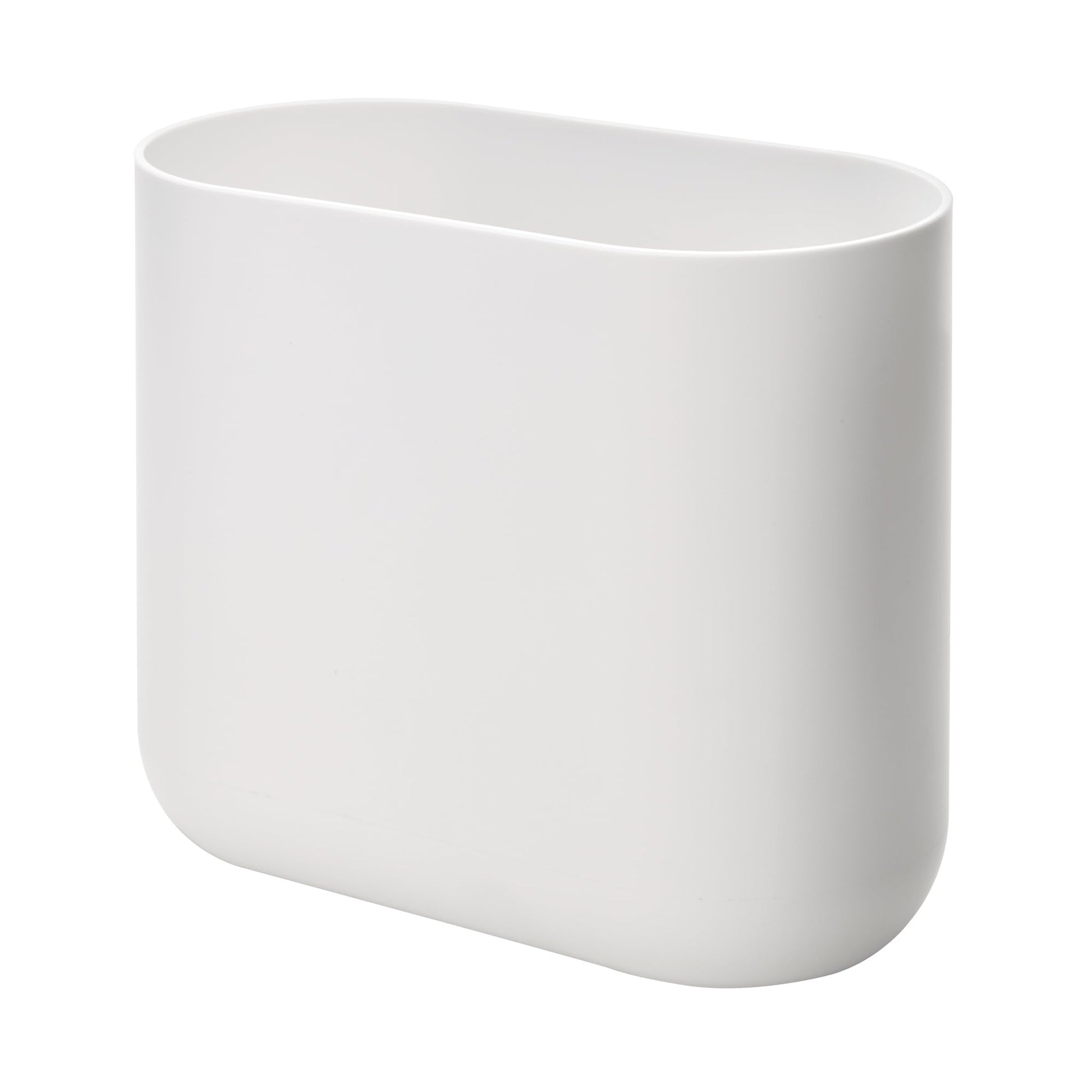 iDesign Slim Oval Plastic Waste Basket The Cade Collection, 10.56” x 5.5” x 9.77”, White
