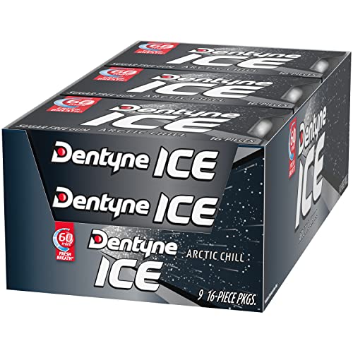 Dentyne Ice Arctic Chill Sugar-Free Chewing Gum, 9 Packs of 16 Pieces (144 Total Pieces)