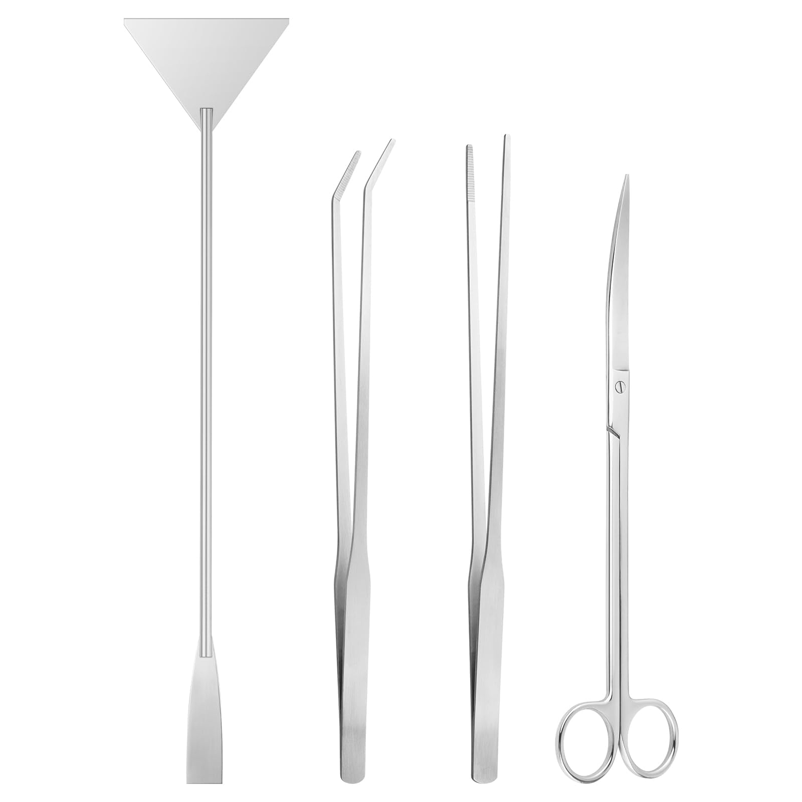 Ohtomber Aquascaping-Werkzeuge Aquarium-Set – 4-teiliges Terrariumzubehör inkl. langer Pinzette für Terrarium, Futterzange, Aquariumscheren, Algenkratzer für Aquarienreinigung und Pflanzenschnitt