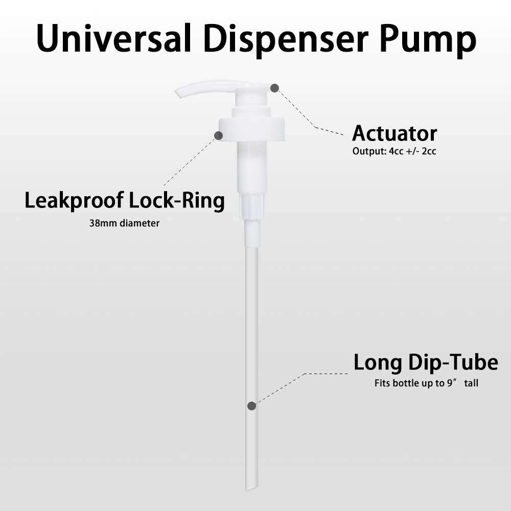 Gallon Pump Dispenser, Fits Most 1 Gallon Jugs and Containers 38/400 Snow Cone Syrup Pump Lid Top Replacement for Sanitizer, Lotion, Shampoo, Conditioner (6 Pack)
