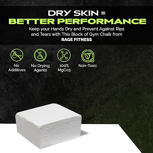 Rage Fitness Premium Gym Chalk, Pure Magnesium Carbonate Chalk for Excellent Grip, Weightlifting, Gymnastics, Rock Climbing - Block Chalk 1 LB