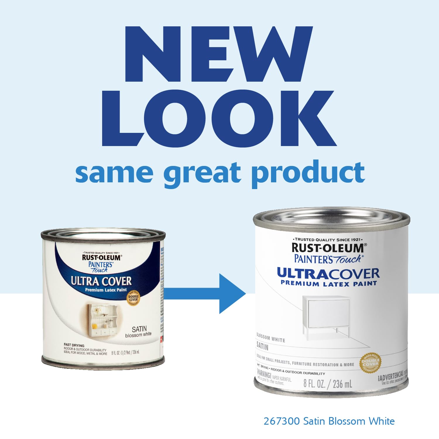 Rust-Oleum 267300-Painter's Touch Latex Paint, 1 Half Pint, Satin Blossom White