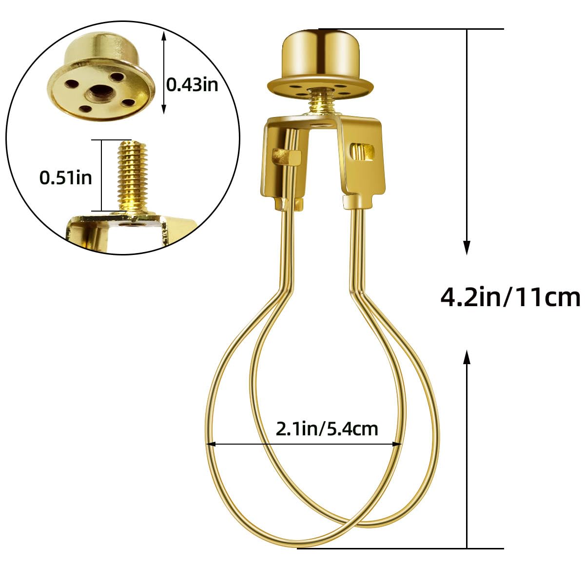 Lamp Holder for Clip-on Light Bulbs with Levellers, Include Finial - DIY Adapter for Shades (1 Pc, Gold)