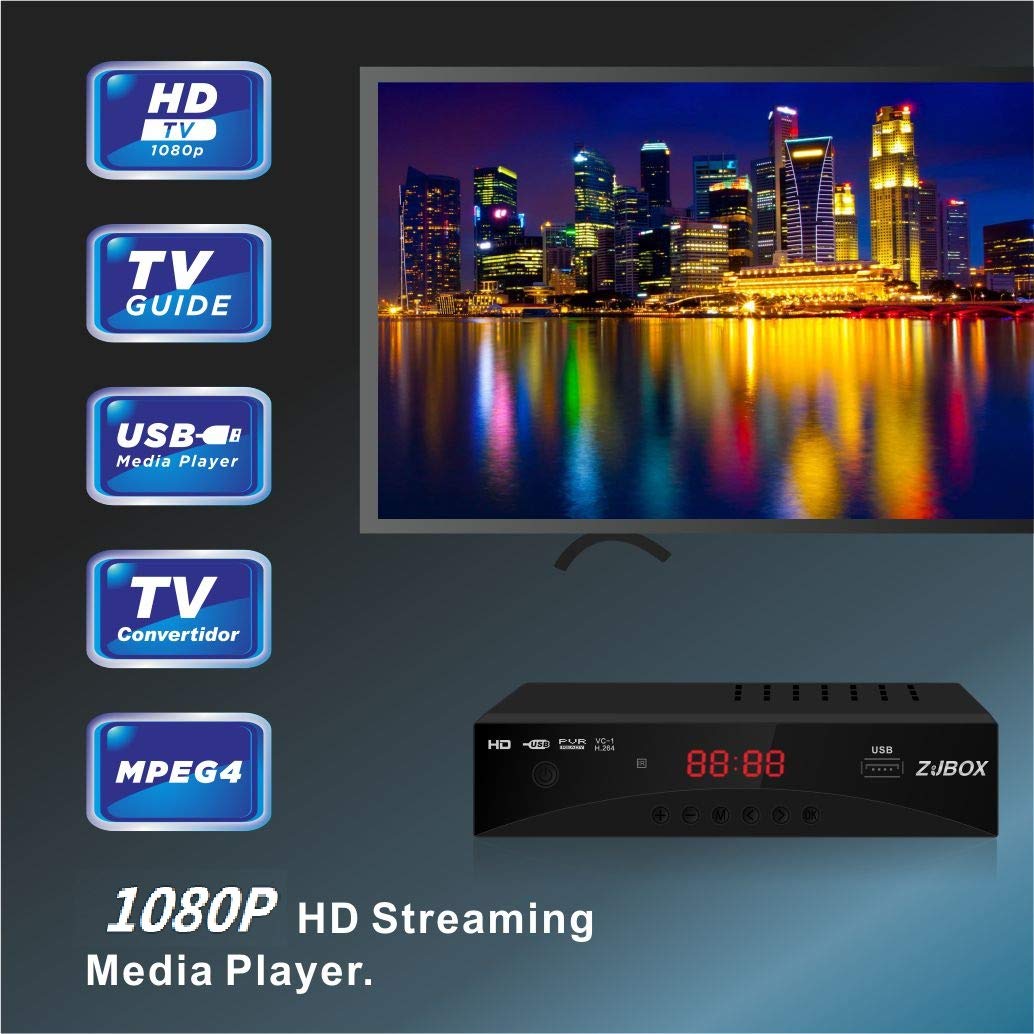 Digital TV Converter Box, ATSC Tv Tuner - ZJBOX for Analog HDTV Live 1080P with Recording&Playback,HDMI Output, Timer Setting TV Tuner Function Digital Channel Free