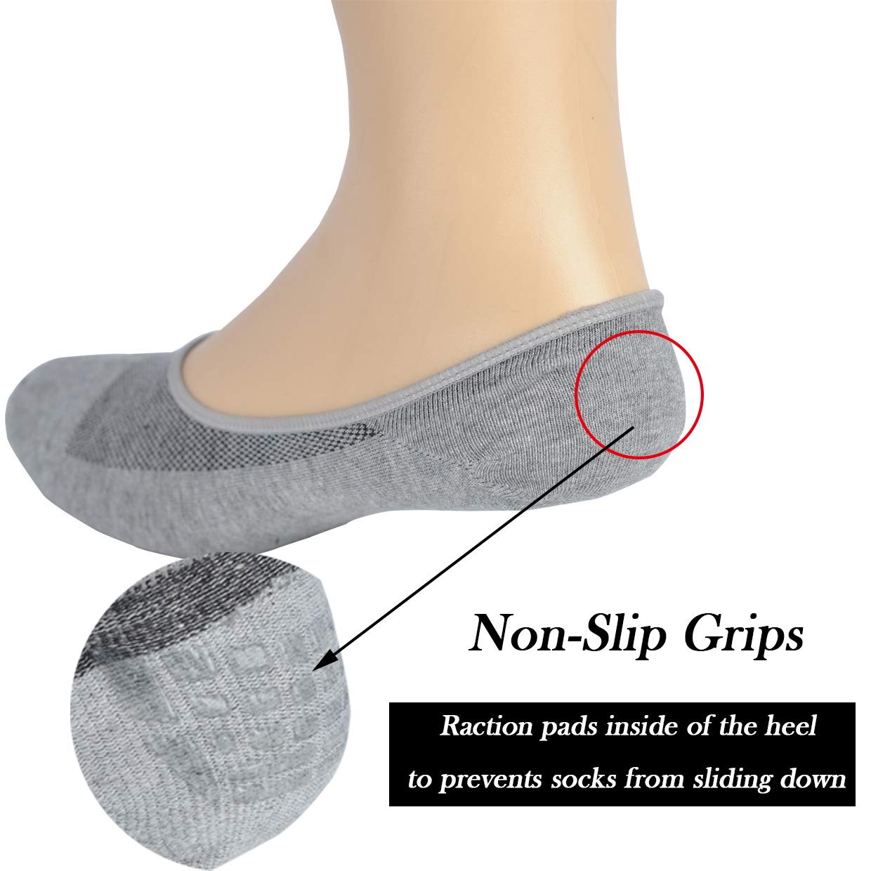 JORMATT 6 Pairs Mens Women Genuine No Show Socks Boys Sneaker Shoes Mesh Knit Low Cut Athletic Cotton Socks Non Slip, Men Shoe size 10-14