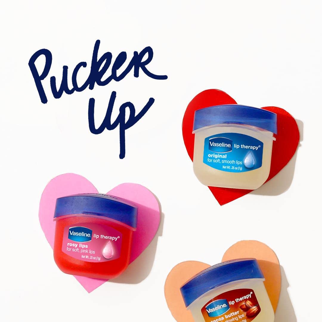 Vaseline Lip Therapy Original 4-Pack – Moisturizing Lip Balm for Very Dry Lips in Mini Jars, 0.25 Oz Ea