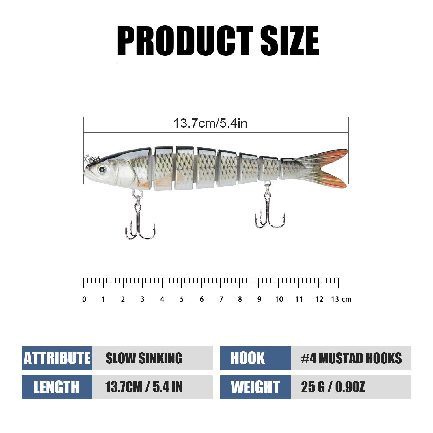TRUSCEND Easy Catch Swimmax, Magic Noisy Turbulent Wiggling and Vibrating Actions for More Bites, Segmented Swimbait Jointed by Dyneema Strongest Fiber, Lifelike Fishing Lures for Relax Family Fishing