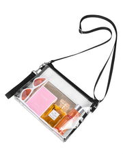 Bagenius Clear Purse Stadium Approved for Women, Transparent Clear Bag with Removable Straps, Coin Purse for Work Festival Sporting Events and Concert - Black