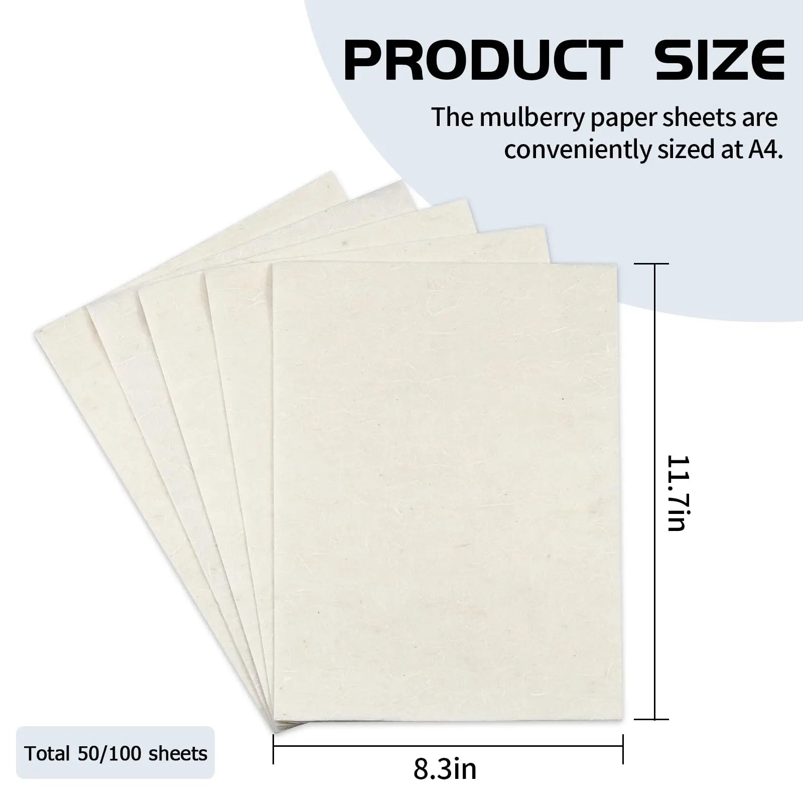 50/100 Sheets FIVEIZERO A4 Mulberry Paper Sheets Natural Fiber Rice Papers,8.3x11.7in Natural Decoupage Tissue Paper for Writing Painting, Decorative &Card Making Papers DIY Craft