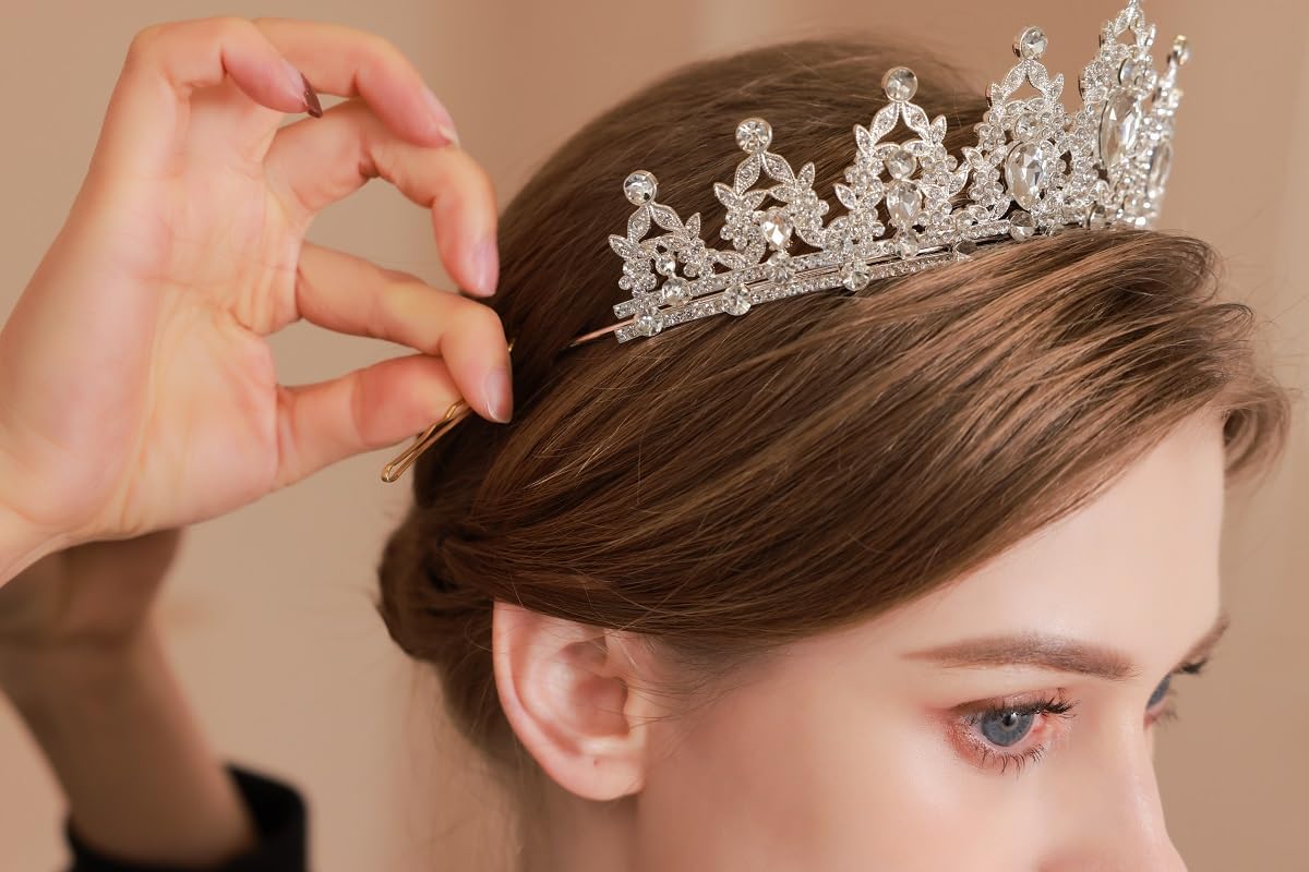 Kamirola - Queen Crown and Tiaras Princess Crown for Women and Girls Crystal Headbands for Bridal, Princess for Wedding and Party（01） (Silver)