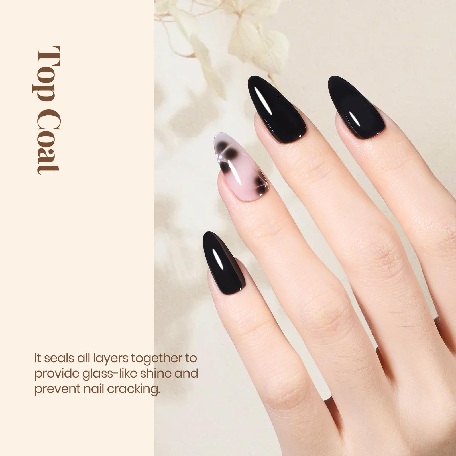 beetles Gel Polish No Wipe Gel Top Coat - Clear Color Top Coat Gel Nail Polish Shine Finish and Long Lasting, Soak Off Nail Lamp, 15ml Fall Gifts for Girls