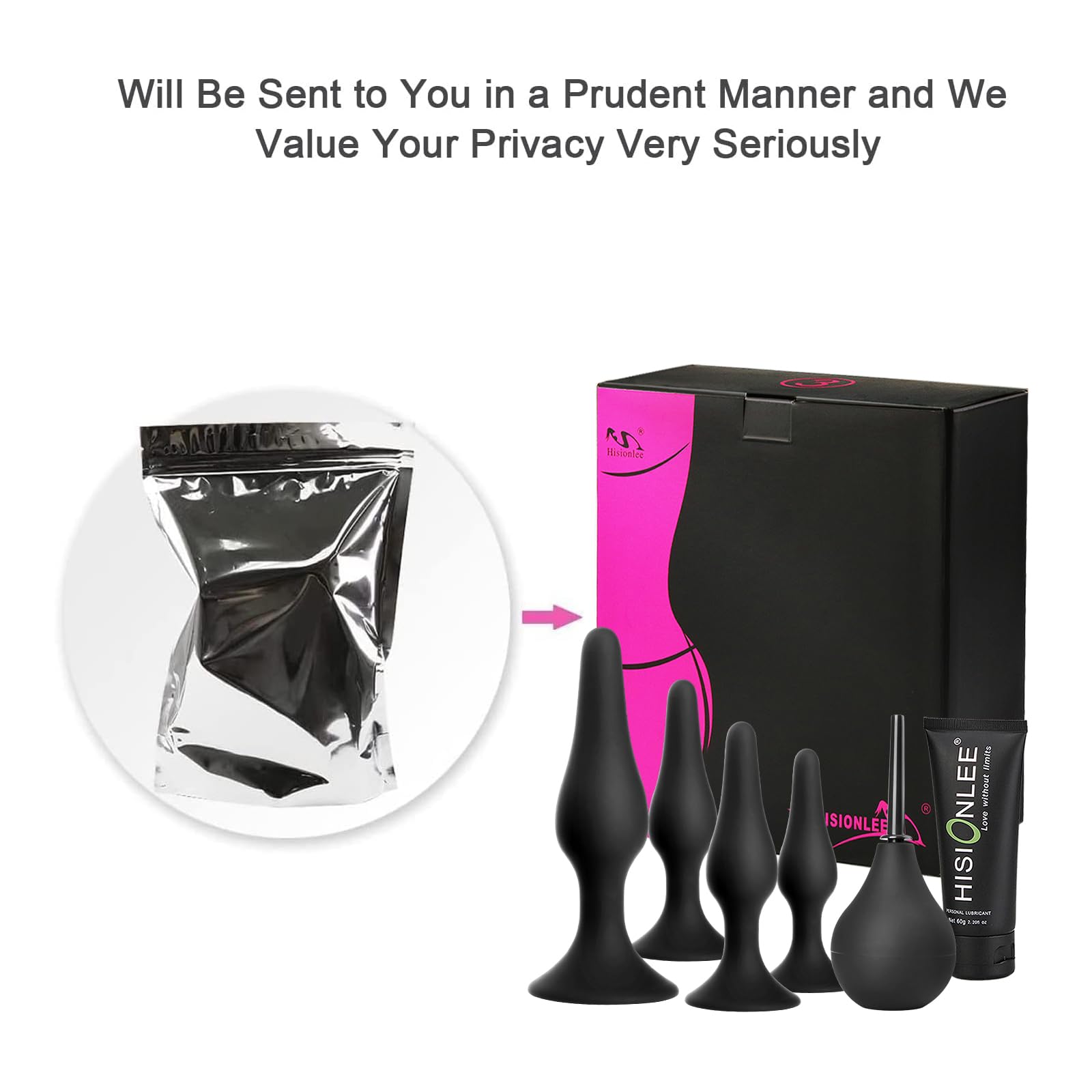 Hisionlee Sex Toys 5PCS Anal Plug Set Silicone Anal Butt Plug Adult Sex Toys for Women,Men and Beginners(Black)