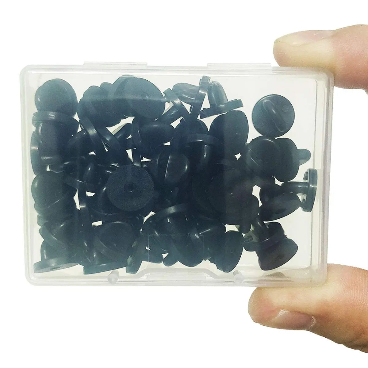 Lapel Pin Backings - Butterfly Clutch Pin Backs in PVC Rubber for Uniform Badge Replacement (Black, Pack of 50)