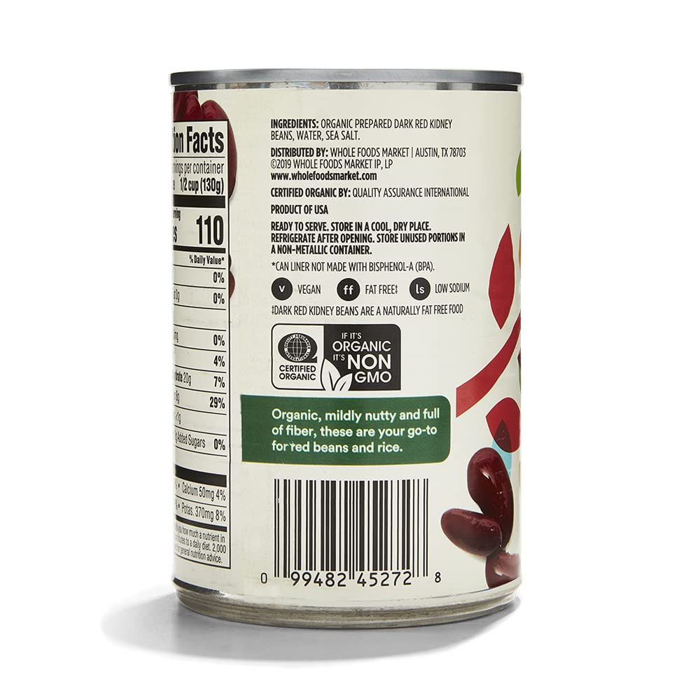 365 by Whole Foods Market, Organic Dark Red Kidney Beans, 15.5 Ounce