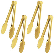 4 Pack Gold Serving Tongs XEVOM Buffet Tongs Serving Utensils Salad Tongs Stainless Steel Gold Plated Buffet Serving Tongs,9 Inch