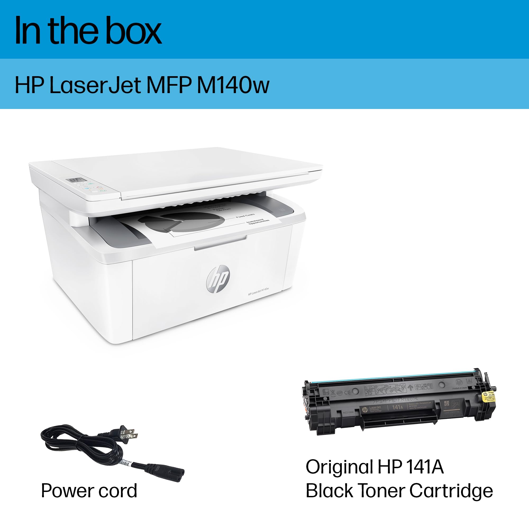 HP LaserJet MFP M140w Wireless Black & White Printer, Print, scan, copy, Fast speeds, Easy setup, Mobile printing, Best-for-small teams