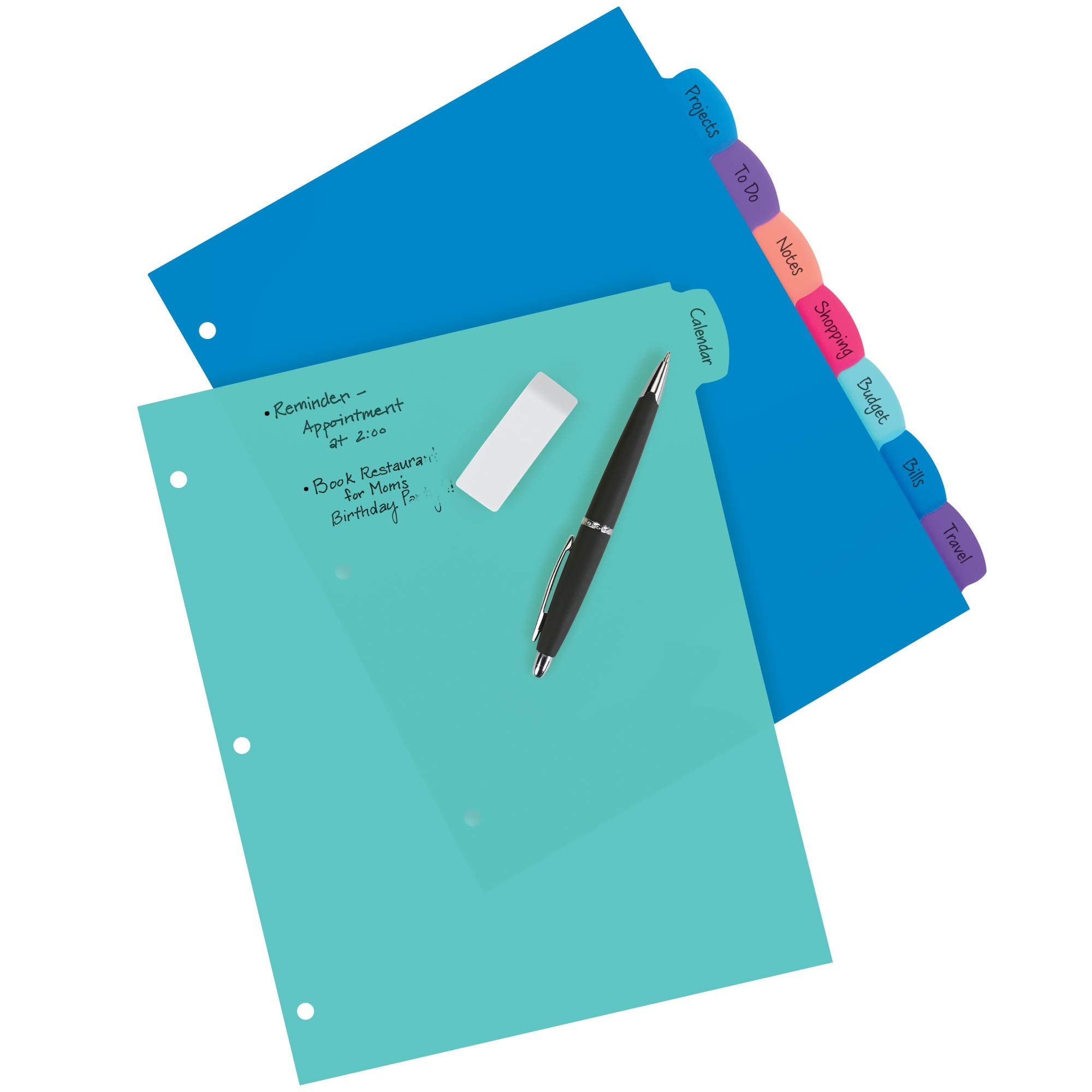 Avery Write & Erase Dividers for 3 Ring Binders, 8 Tabs per Set, Multicolor Big Tabs, Pastels, Binder Dividers Great for Organizing Reports, Projects, and More (16271)