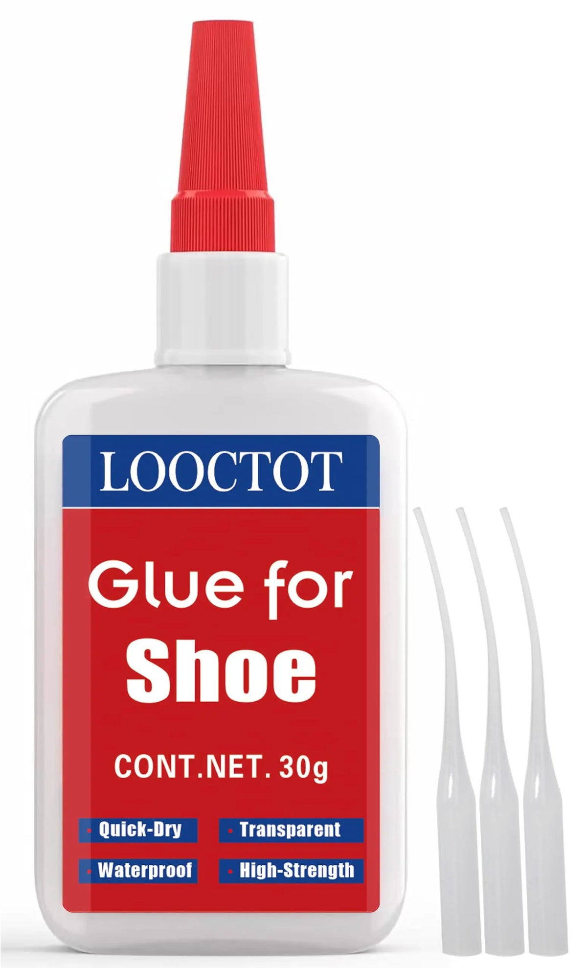 LOOCTOT 30g Schuhkleber, Stiefelkleber, Super-Sofortkleber zur Reparatur von Schuhen und Sohlen, Schuhabsatzreparatur, zum Verkleben verschiedener Materialien wie Gummi, Leder; wasserdicht, klar