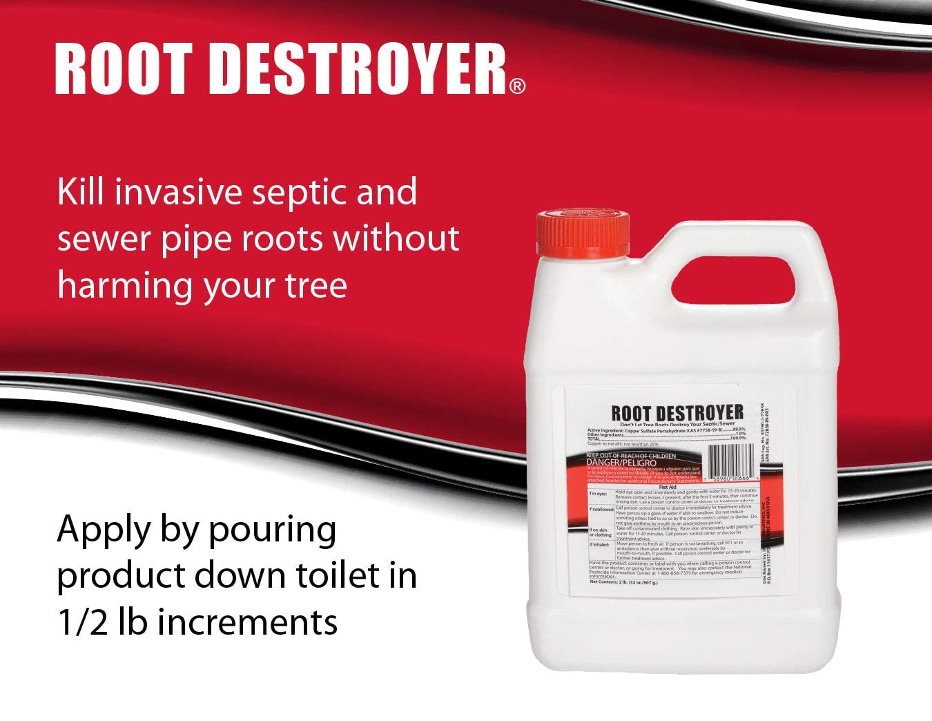 Root Destroyer – 2lbs- Root Killer for Sewer & Pipe Lines- Stops New Growth – Safe for All Plumbing