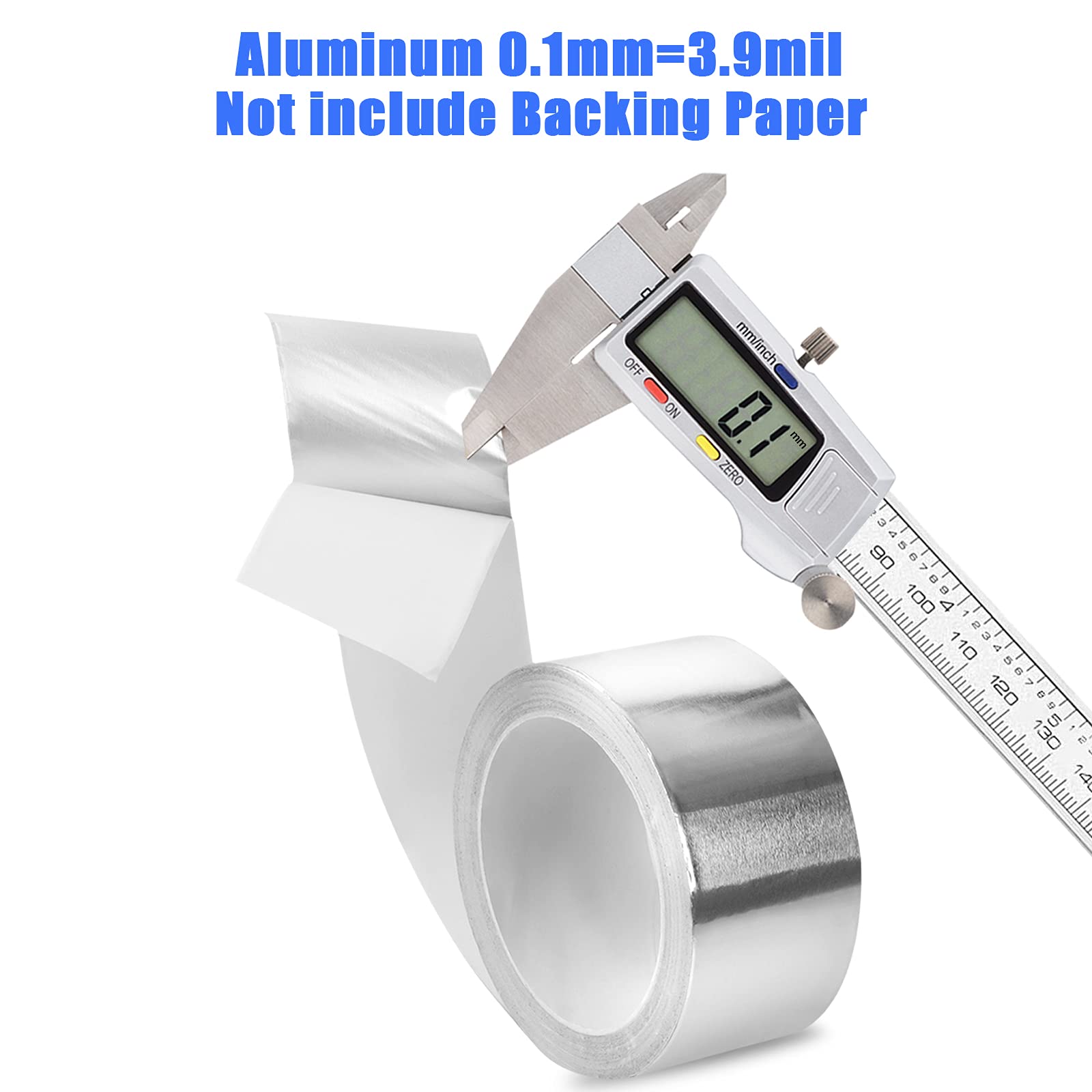 Aluminum Foil Tape, 2 inch x 65 Feet (3.9 mil), Insulation Adhesive Metal High Temperature Heavy Duty HVAC Tape, Silver for Ductwork, Dryer Vent, HVAC