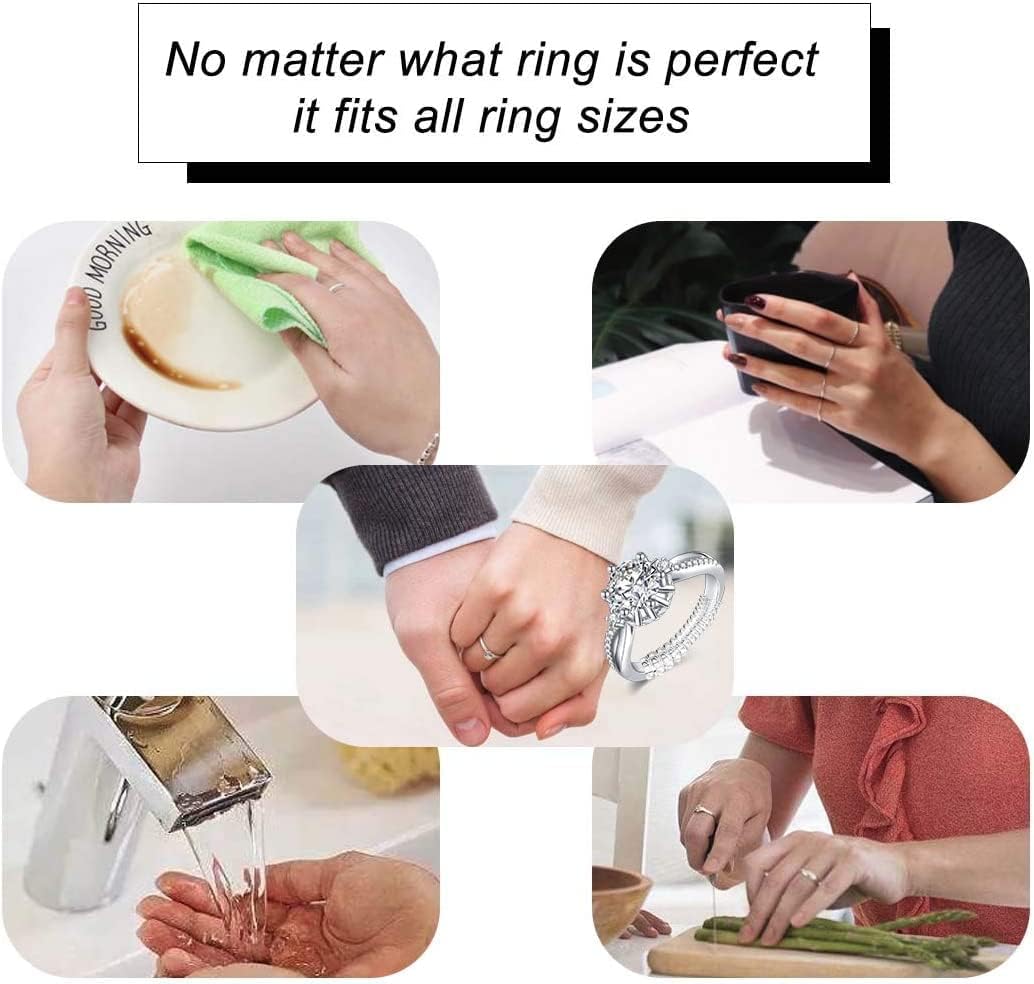 Ring Sizers for Loose Rings, Eiito Ring Size Adjuster Spacers or Tightener, Invisible Guards, 6 Sizes Fitter, Resizer Fit Almost Any Rings, Reduces Size by 0.5-1.5