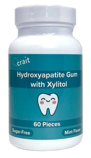 crait Hydroxyapatite Gum Remineralizing Gum with Non-Nano Hydroxyapatite and Xylitol, 70mg HA Per Piece, Sugar-Free Mint Chewing Gum for Fresh Breath 60 Pieces