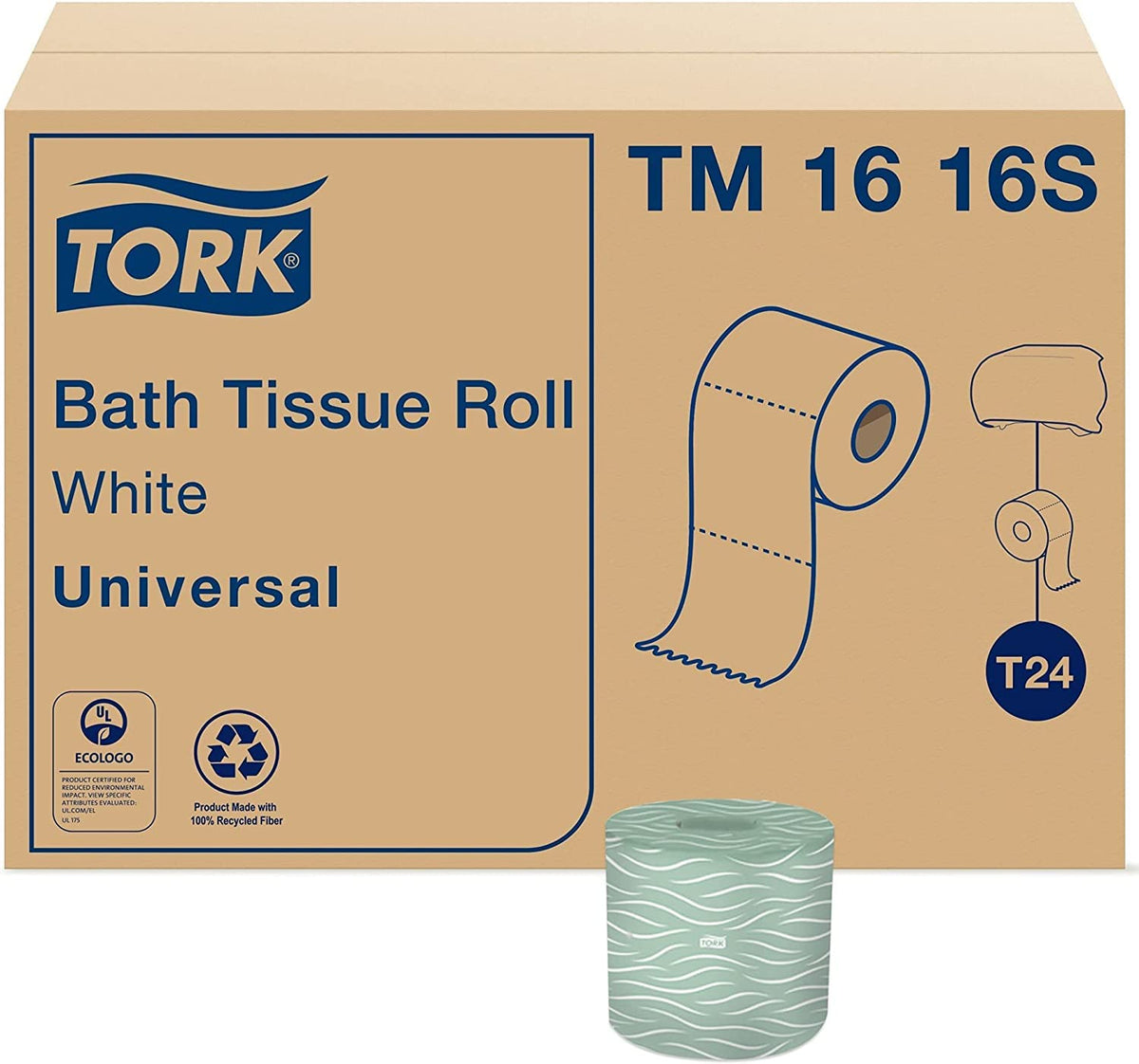 Tork Septic Safe Toilet Paper, White, 2-Ply 100% Recycled, Eco-Friendly, T24 Compatible 96 Rolls x 500 Sheets (TM1616S)