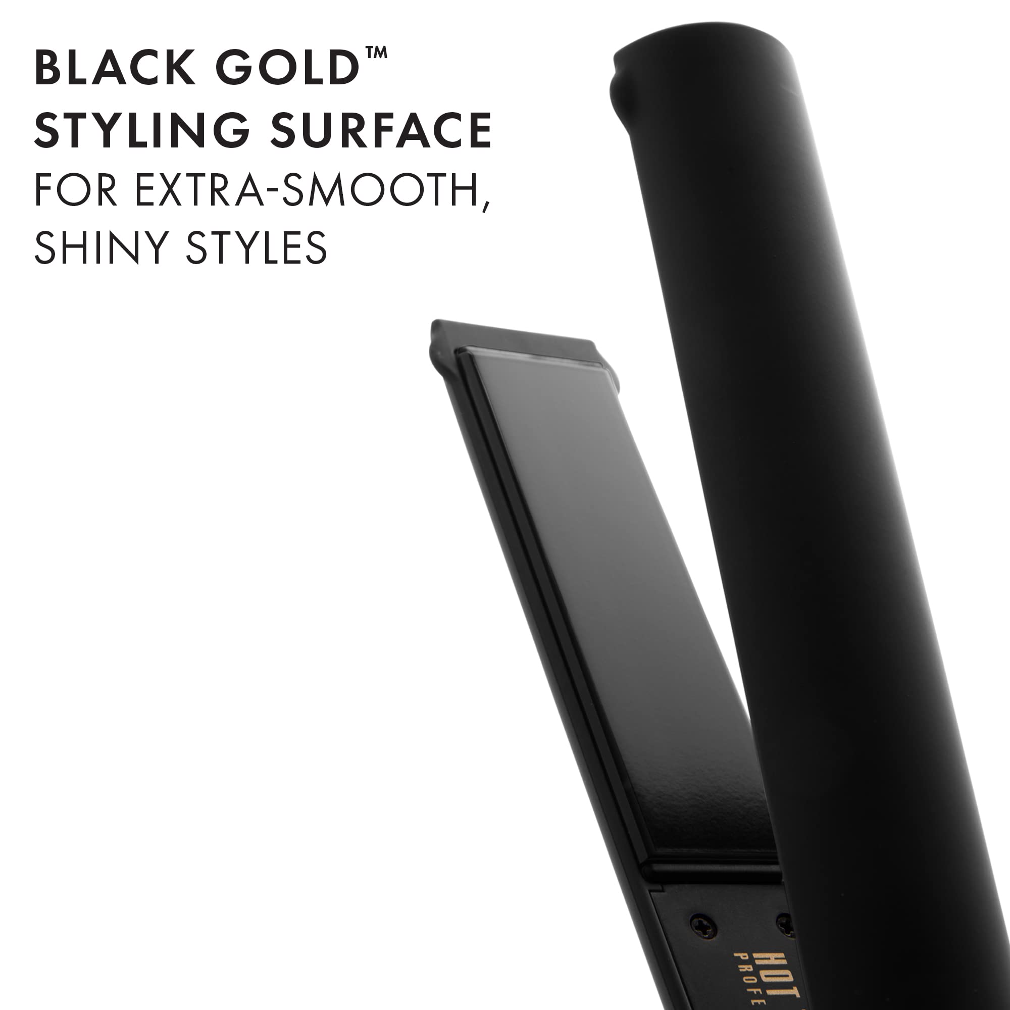 HOT TOOLS Pro Artist Black Gold Ionic 1 1/4 Inch Flat Iron - Use as Straightener for Sleek Straight Hair or Use Rounded Edges for Shiny Curls and Waves, Stylist-Preferred Styles