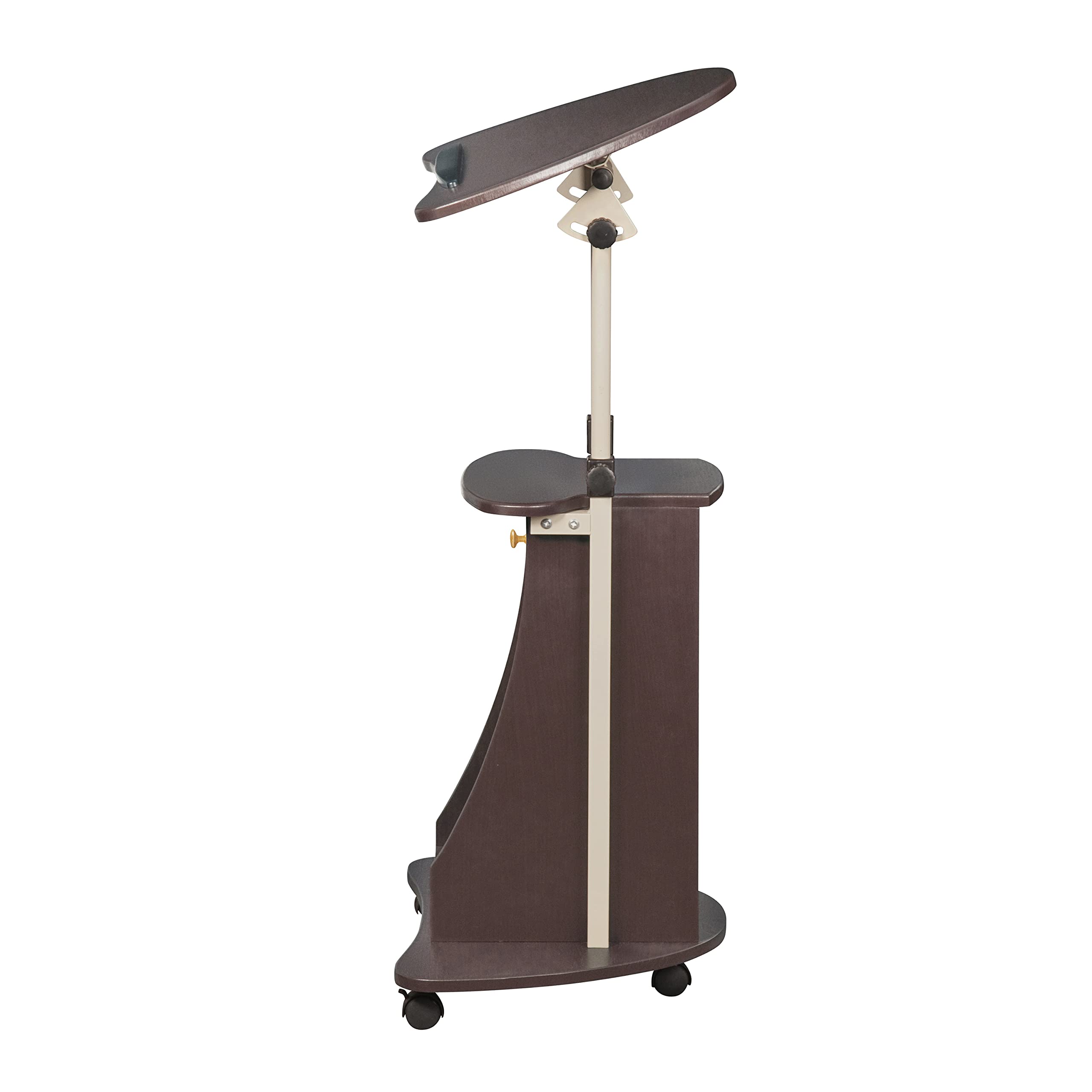 Techni Mobili Sit-to-Stand Rolling Adjustable Storage Medical Laptop Computer Cart, Chocolate, B005