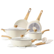 SENSARTE Ceramic Cookware Sets, Pots and Pans Set Non stick, 14-Piece Induction Cookware, Non toxic Healthy Non Stick Kitchen Cooking Set, with Frying Pans Set, PFAS PTFE PFOA PFOS Free