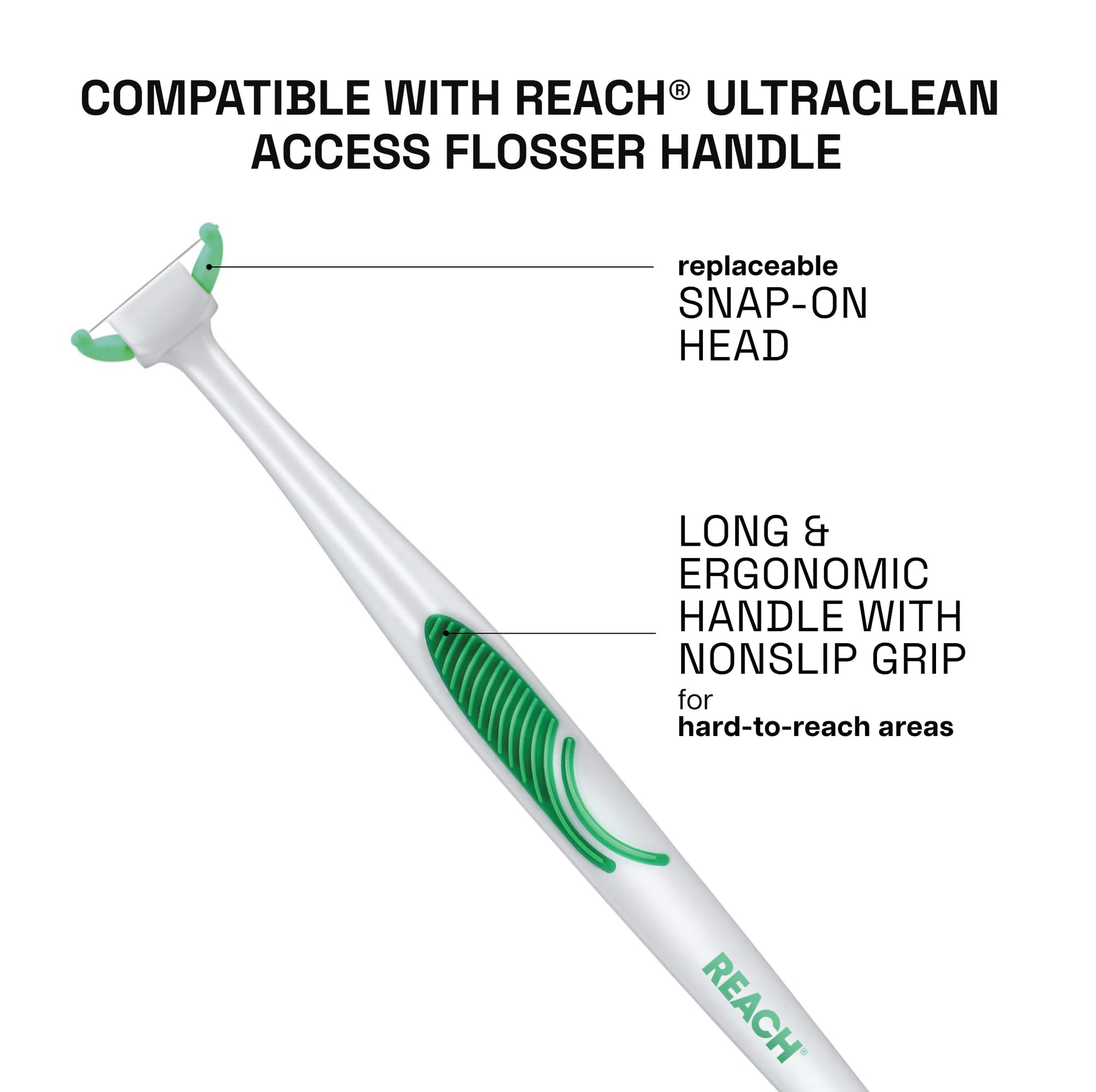 REACH Ultraclean Access Flosser Refill Heads, Mint, Plaque Remover for Teeth, Shred Resistant, for Hard to Reach Areas, Oral Care, PFAS Free, for Adults & Kids, 1 Pack, 28 Count