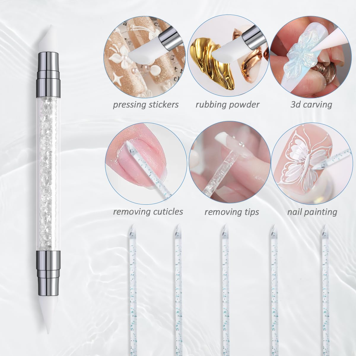 Fcozpjk 2PCS Clear 3D Sculpting Gel Kit - Non-Sticky Hand Carving Gel with Silicone Pen for Nails 3D Flowers Nail Design Manicure Salon Supplies