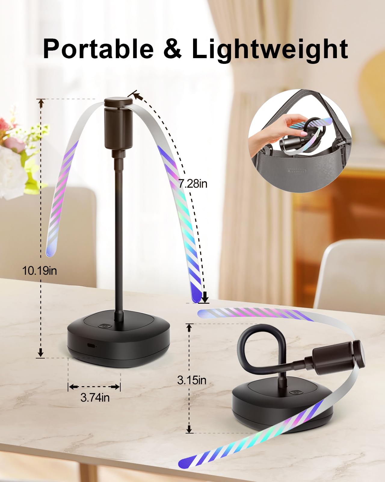 Edvision 4 Pack Food Table Fan, 2000mAh USB Powered Rechargeable Food Fan, Portable Fan with Flexible Goose-Neck and Soft Blades for BBQ, Patio, Party