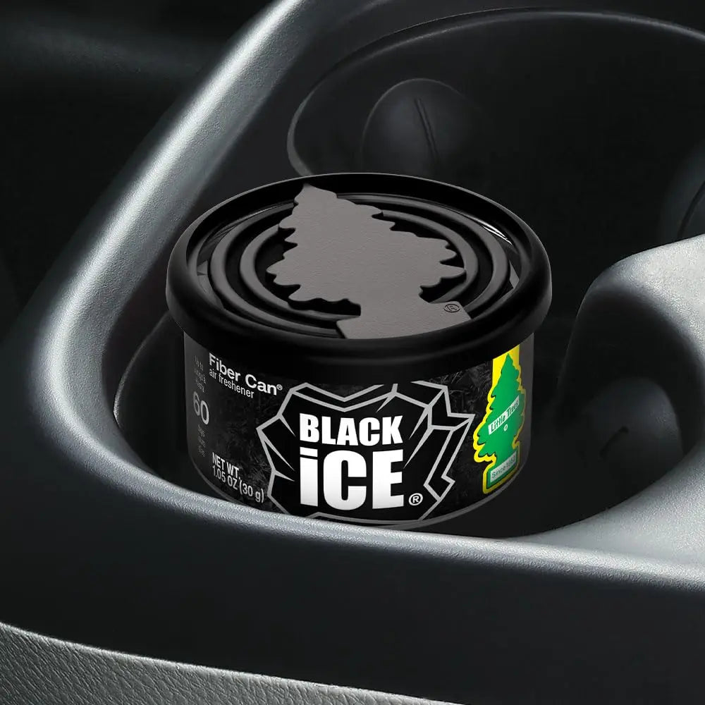 LITTLE TREES Car Air Freshener | Fiber Can Provides Long Lasting Scent for Auto or Home | Recycled Fiber | Black Ice, 4 Air Fresheners