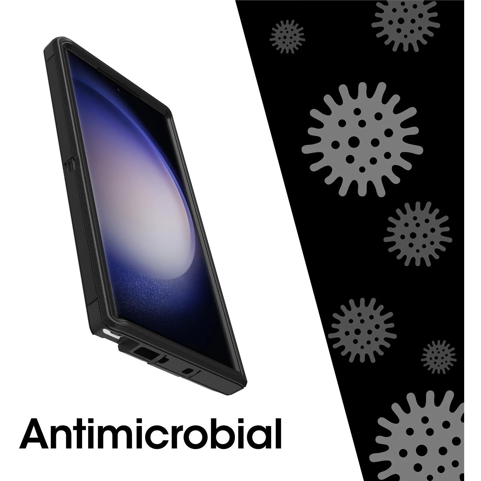 OtterBox Galaxy S23 Ultra (Only) - Defender Series Case - Black, Rugged & Durable - with Port Protection - Includes Holster Clip Kickstand - Microbial Defense Protection - Non-Retail Packaging
