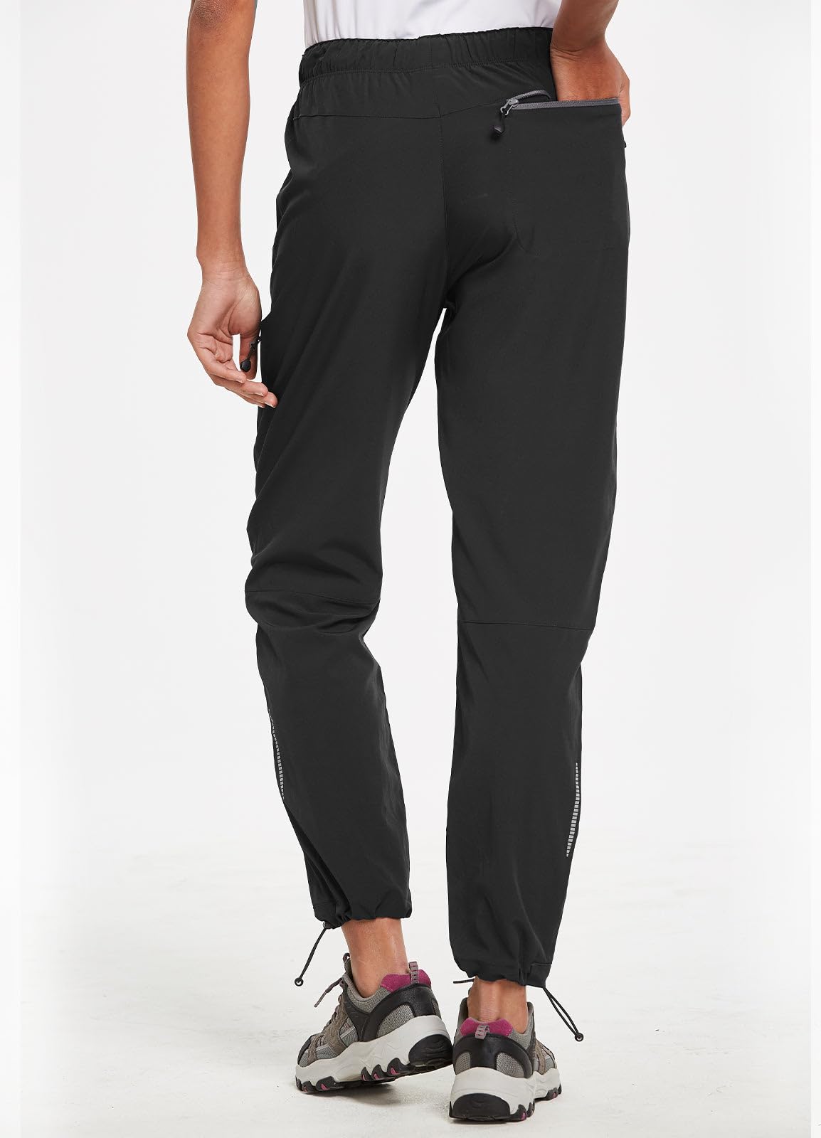 baleaf Women's Hiking Pants Quick Dry Water Resistant Lightweight Joggers Pant for All Seasons Elastic Waist Black Size L