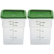 Cambro Food Storage Container with Lid (Microwave Safe and BPA-Free) - 2 Pack - Classic Series Square with Green Lid - 4 QT (Quart) - Commercial Grade for Food Prep (Translucent)