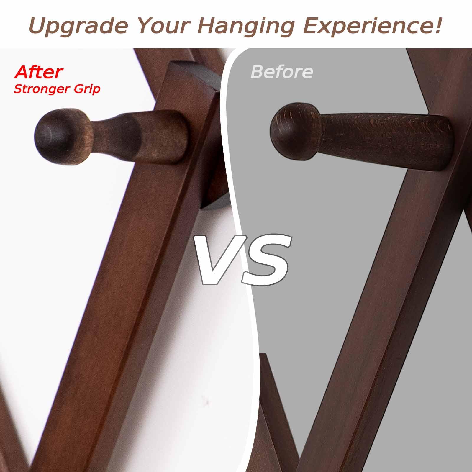 SCUNDA Hat Rack for Wall, Expandable Wall Hat Holder with 16 Hooks, 16 inch Wooden Wall Hook for Baseball Caps,Cowboy, Bag,Hoodie(Brown)