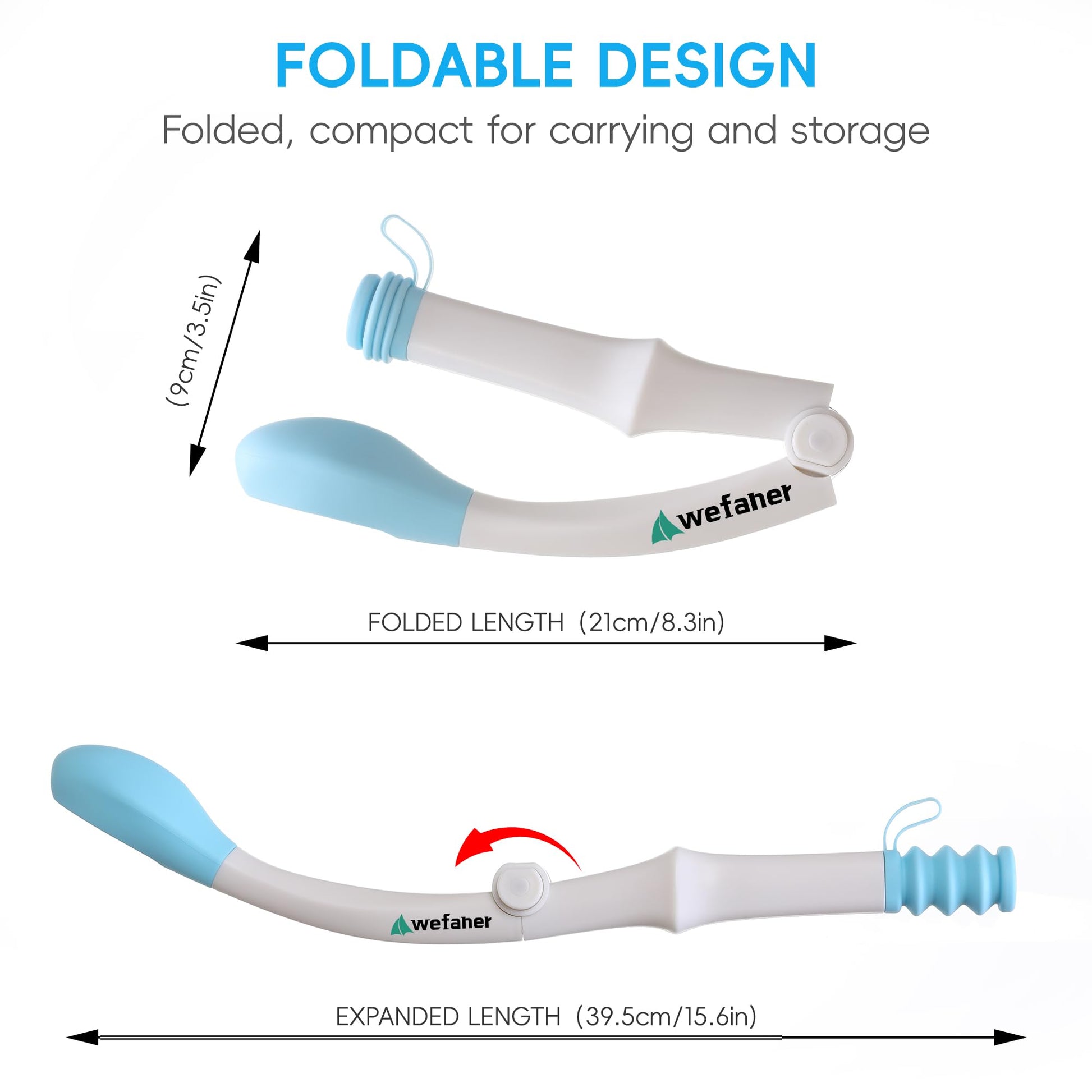 Wefaner Foldable Toilet Aid, 15.6“ Long Comfort Wipe Wand Bottom Buddy Toilet Self Tissue Aids for Toileting, Self Help Wipe Butt for Overweight Limited Mobility,Elderly, Pregnancy