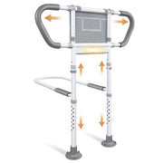 Bed Rails for Elderly Adults Safety: Adjustable Bedside Assist Rails with Storage Pockets, Non-Slip Handles, Sensor Night Light, 400LB Gravity Capacity (Compatible with Bed Frames 15.5" or Highe)