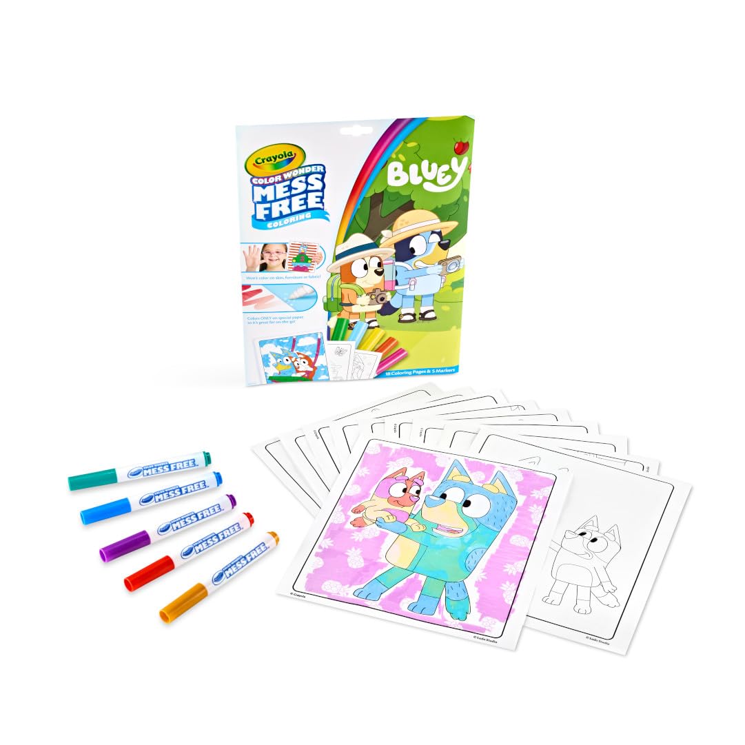 Crayola Bluey Color Wonder Coloring Set, 18 Bluey Coloring Pages, Mess Free Coloring for Toddlers, Bluey Toys, Gifts for Kids
